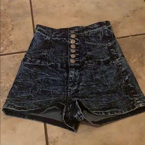 High-waisted denim shorts